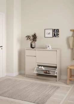 Home affaire Schuhschrank »Naia Schuhregal mit2 Klappen, 1 Fach & 1 Schublade, modernes Design« Platz für 12 Schuhe, platzsparend, erhältlich in verschiedenen Farben