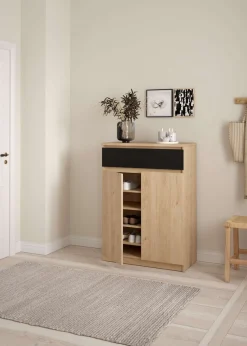 Home affaire Schuhschrank »Naia Schuhaufbewahrung, Schuhkommode, Schuhregal, Garderobenschrank,« mit 2 Türen und 4 Einlegeböden, 1 Schublade, Breite 80 cm