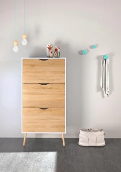 Home affaire Schuhschrank »Oslo Schuhaufbewahrung, Schuhkommode, Schuhregal, Garderobenschrank« mit 3 Klappen, Breite 70 cm, Höhe 139 cm