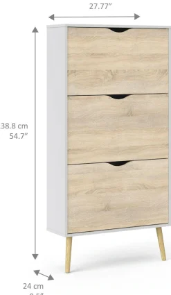 Home affaire Schuhschrank »Oslo Schuhaufbewahrung, Schuhkommode, Schuhregal, Garderobenschrank« mit 3 Klappen, Breite 70 cm, Höhe 139 cm