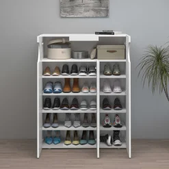 Home affaire Schuhschrank »Real,Schuhschrank,Schuhkommode,Schuhregal,Breite 90 cm« komplett Hochglanz lackiert, 3 Türen mit offenem Fach in ovaler Form