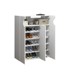 Home affaire Schuhschrank »Real,Schuhschrank,Schuhkommode,Schuhregal,Breite 90 cm« komplett Hochglanz lackiert, 3 Türen mit offenem Fach in ovaler Form