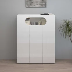 Home affaire Schuhschrank »Real,Schuhschrank,Schuhkommode,Schuhregal,Breite 90 cm« komplett Hochglanz lackiert, 3 Türen mit offenem Fach in ovaler Form