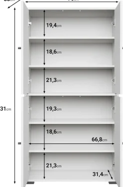 Home affaire Schuhschrank »Schuhkommode Dino« Stauraum mit 4 Türen und verstellbaren Einlegeböden, Breite 70 cm