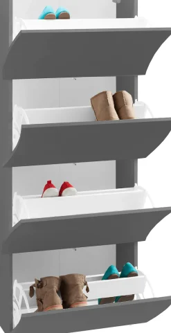 Home affaire Schuhschrank »Schuhschrank mit Klappen / Schuhkommode, Höhe 161 cm« onda 71 cm breit, Anthrazit,mit 4 klapptüren, made in italy
