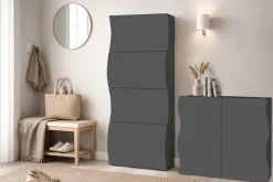 Home affaire Schuhschrank »Schuhschrank mit Klappen / Schuhkommode, Höhe 161 cm« onda 71 cm breit, Anthrazit,mit 4 klapptüren, made in italy