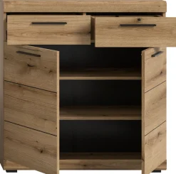 Home affaire Schuhschrank »SIENA, Breite 90 cm, 2 Türen , 2 Einlegeböden, 3 Fächer, 2 Schubkästen« hochwertige Rillenfräsung in MDF Front, 1 Stk. tlg. Schuhkommode, Kommode, Anrichte, Sideboard