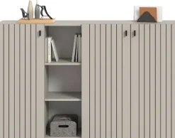 Home affaire Schuhschrank »TATIO, Breite 150 cm, Rillenoptik, offene Fächer, 3 Türen« 1 Stk. tlg. Garderobenschrank, Flurkommode, Kommode, Schuhschrank