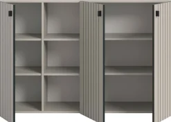 Home affaire Schuhschrank »TATIO, Breite 150 cm, Rillenoptik, offene Fächer, 3 Türen« 1 Stk. tlg. Garderobenschrank, Flurkommode, Kommode, Schuhschrank