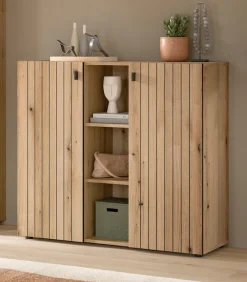 Home affaire Schuhschrank »TATIO, Breite 106 cm, Rillenoptik, offene Fächer, 2 Türen« 1 Stk. tlg. Schuhschrank, Schuhkommode, Flurkommode, Kommode