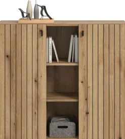 Home affaire Schuhschrank »TATIO, Breite 106 cm, Rillenoptik, offene Fächer, 2 Türen« 1 Stk. tlg. Schuhschrank, Schuhkommode, Flurkommode, Kommode