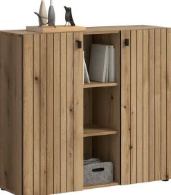 Home affaire Schuhschrank »TATIO, Breite 106 cm, Rillenoptik, offene Fächer, 2 Türen« 1 Stk. tlg. Schuhschrank, Schuhkommode, Flurkommode, Kommode