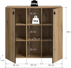 Home affaire Schuhschrank »TATIO, Breite 106 cm, Rillenoptik, offene Fächer, 2 Türen« 1 Stk. tlg. Schuhschrank, Schuhkommode, Flurkommode, Kommode