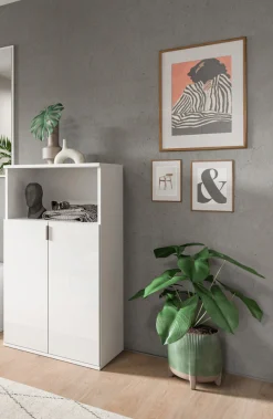 Home affaire Schuhschrank »Trondheim Schuhschrank, Höhe 110 cm,« 1 Stk. tlg. hochglanz, für ca. 12 Paar Schuhe, 3 Einlegeböden, Schuhschrank,Flur