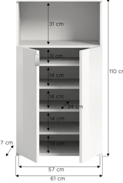 Home affaire Schuhschrank »Trondheim Schuhschrank, Höhe 110 cm,« 1 Stk. tlg. hochglanz, für ca. 12 Paar Schuhe, 3 Einlegeböden, Schuhschrank,Flur
