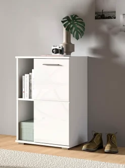 Home affaire Schuhschrank »Valge, Breite 55cm, 1 Tür, 2 offene Fächer,2 verstellbare Einlegeböden« Schuhkommode, Schuhregal, Kommode, Anrichte, Dielenschrank