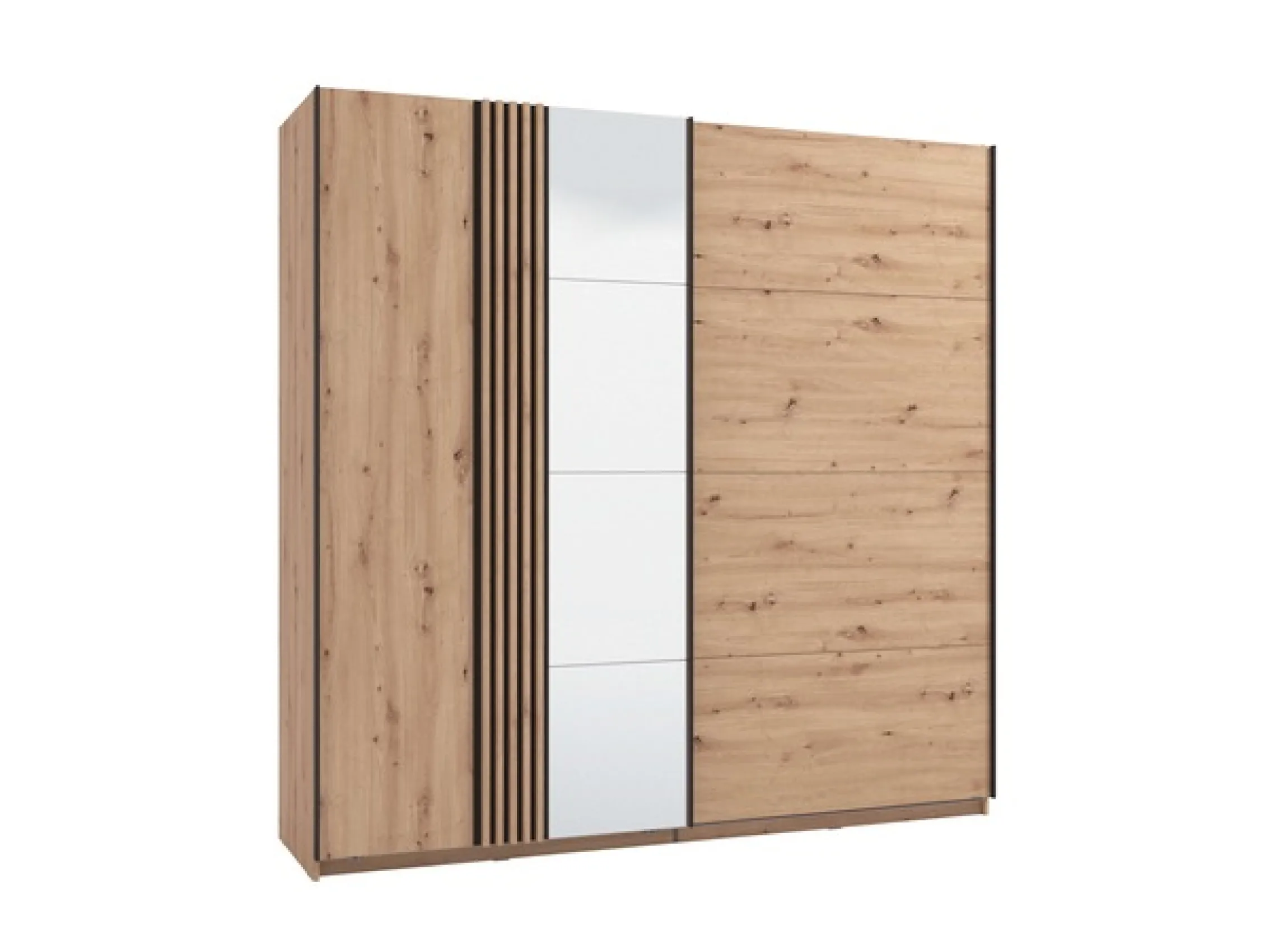 Home affaire Schwebetürenschrank »Ascalon, mit Spiegel und Lamellen 3D, FSC-zertifiziert, Made in Europe« 220x61x217,5cm, 3 verschiedene Innenaussattungen-individuell wählbar