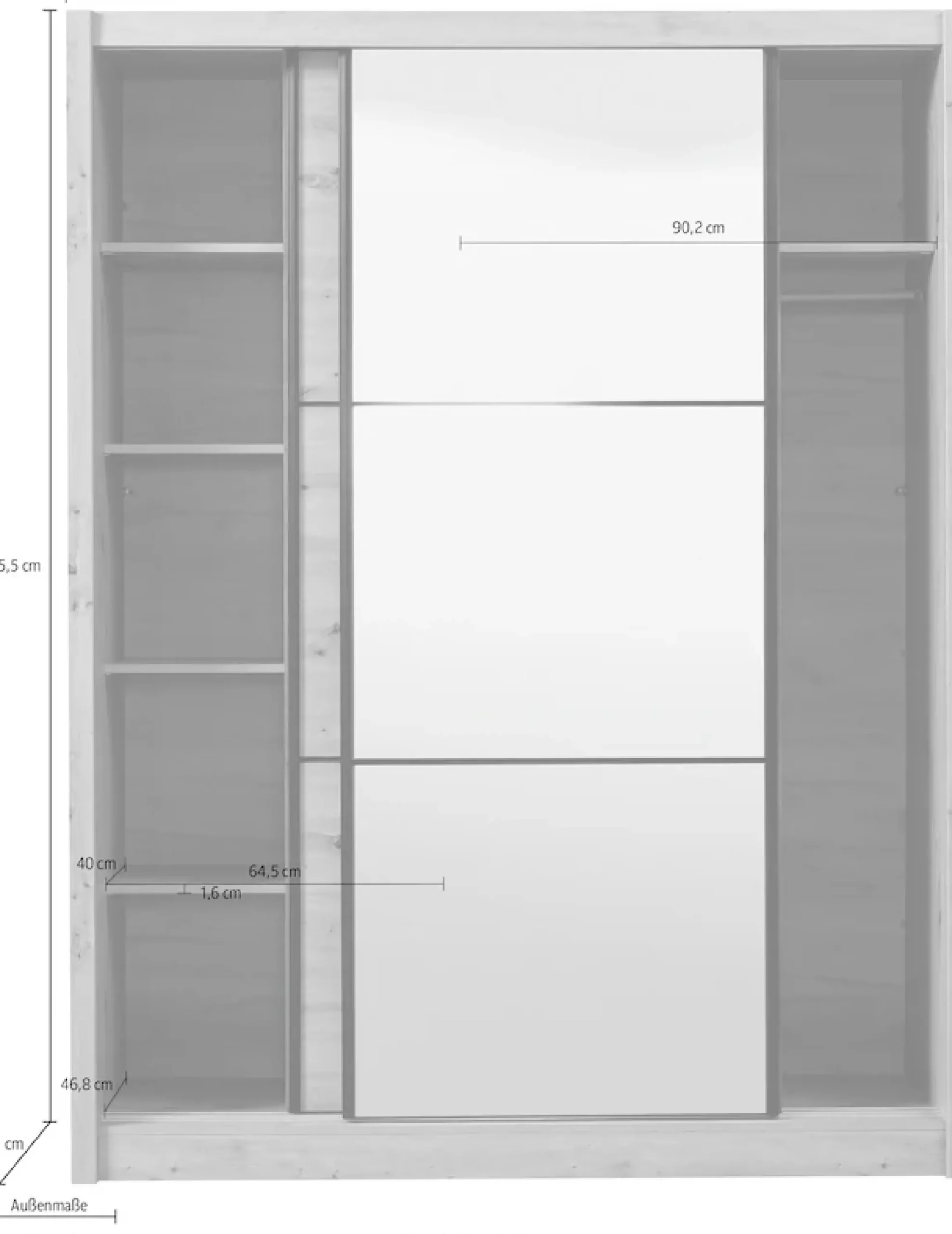 Home affaire Schwebetürenschrank »Navara Kleiderschrank mit Spiegel Wäscheschrank Garderobe« mit großzügiger Innenausstattung, FSC®-zertifiziert, in 3 Breiten