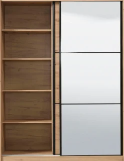 Home affaire Schwebetürenschrank »Navara Kleiderschrank mit Spiegel Wäscheschrank Garderobe« mit großzügiger Innenausstattung, FSC®-zertifiziert, in 3 Breiten