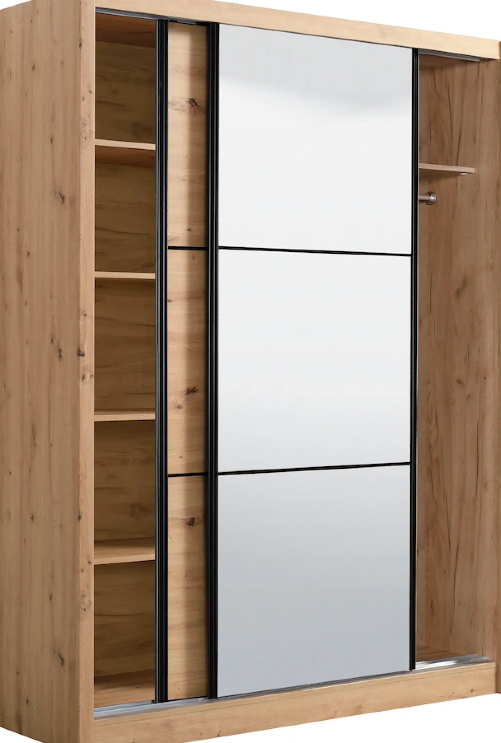 Home affaire Schwebetürenschrank »Navara Kleiderschrank mit Spiegel Wäscheschrank Garderobe« mit großzügiger Innenausstattung, FSC®-zertifiziert, in 3 Breiten