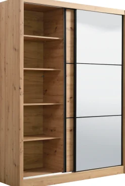 Home affaire Schwebetürenschrank »Navara Kleiderschrank mit Spiegel Wäscheschrank Garderobe« mit großzügiger Innenausstattung, FSC®-zertifiziert, in 3 Breiten