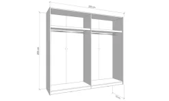 Home affaire Schwebetürenschrank »Aleria Schiebetürenschrank, Kleiderschrank, Wäscheschrank, Garderobe« mit Spiegel, 2 Metallkleiderstangen, in 2 Farben, Breite 220