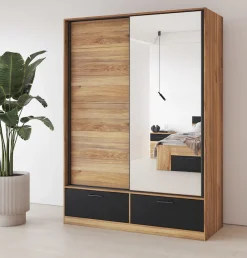 Home affaire Schwebetürenschrank »Faweza,Breite 200 cm, Wäscheschrank incl. kompletter Innenausstattung« Schiebetürenschrank mit Schubladen, Kleiderschrank, Spiegeltür