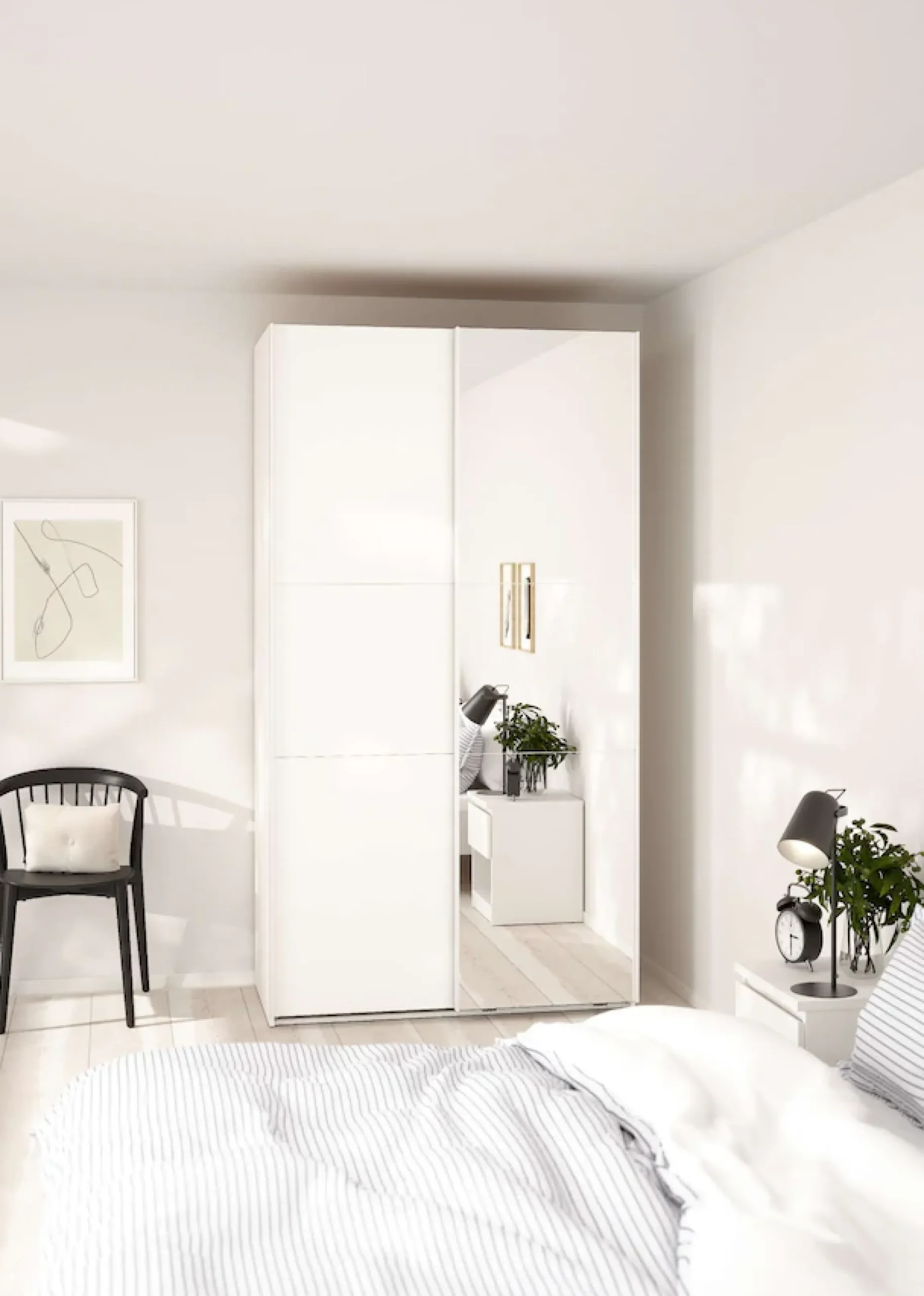 Home affaire Schwebetürenschrank »Como, Kleiderschrank, Schlafzimmerschrank« 1 Schwebetür, 1 Spiegelschiebetür, Kleiderstange, Einlegeboden
