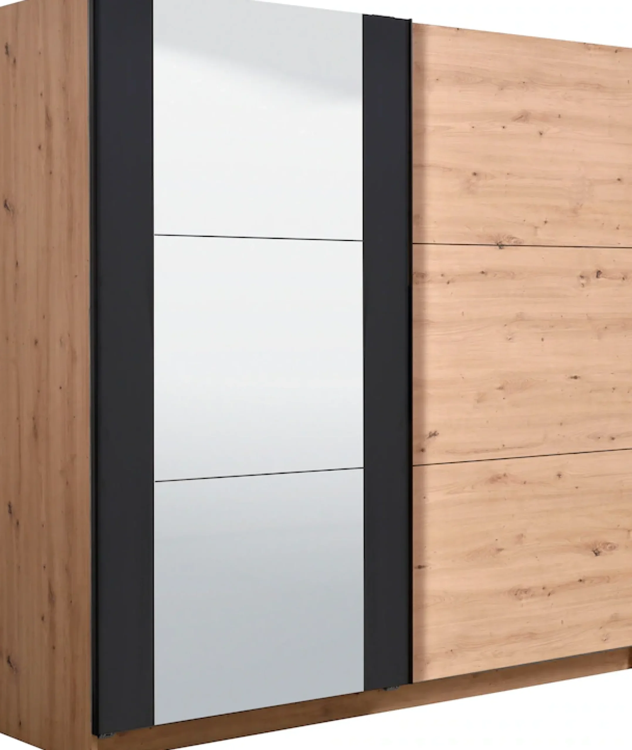 Home affaire Schwebetürenschrank »Sardinia, Kleiderschrank mit Spiegel, FSC®-zertifiziert« inklusive Inneneinteilung, 217x210x62,5cm, ABS Schutzkanten