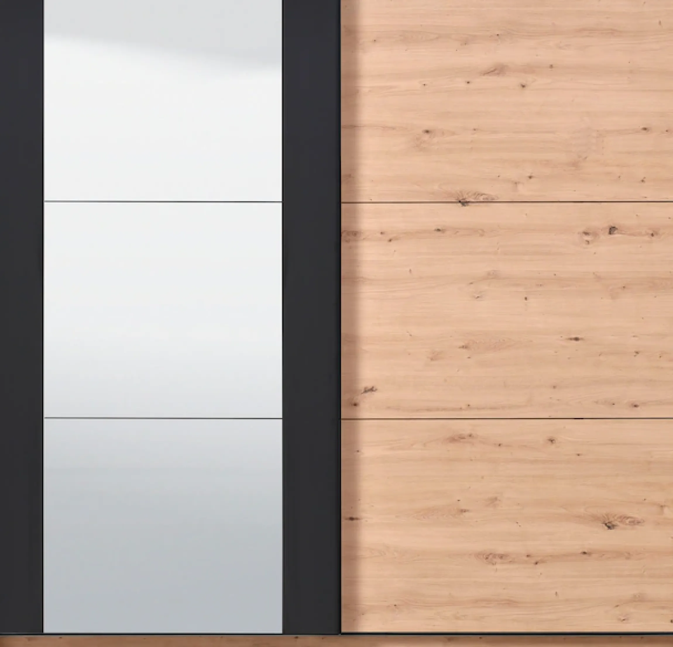 Home affaire Schwebetürenschrank »Sardinia, Kleiderschrank mit Spiegel, FSC®-zertifiziert« inklusive Inneneinteilung, 217x210x62,5cm, ABS Schutzkanten