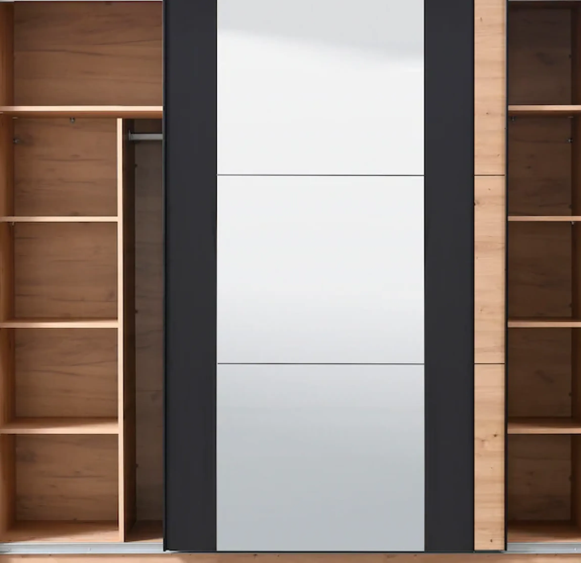 Home affaire Schwebetürenschrank »Sardinia, Kleiderschrank mit Spiegel, FSC®-zertifiziert« inklusive Inneneinteilung, 217x210x62,5cm, ABS Schutzkanten