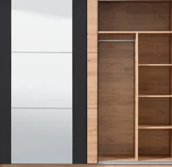 Home affaire Schwebetürenschrank »Sardinia, Kleiderschrank mit Spiegel, FSC®-zertifiziert« inklusive Inneneinteilung, 217x210x62,5cm, ABS Schutzkanten