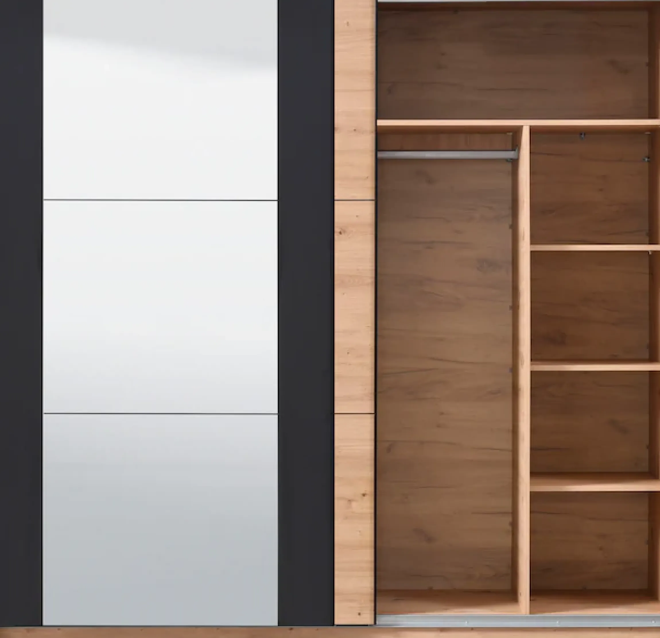 Home affaire Schwebetürenschrank »Sardinia, Kleiderschrank mit Spiegel, FSC®-zertifiziert« inklusive Inneneinteilung, 217x210x62,5cm, ABS Schutzkanten