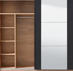 Home affaire Schwebetürenschrank »Sardinia, Kleiderschrank mit Spiegel, FSC®-zertifiziert« inklusive Inneneinteilung, 217x210x62,5cm, ABS Schutzkanten