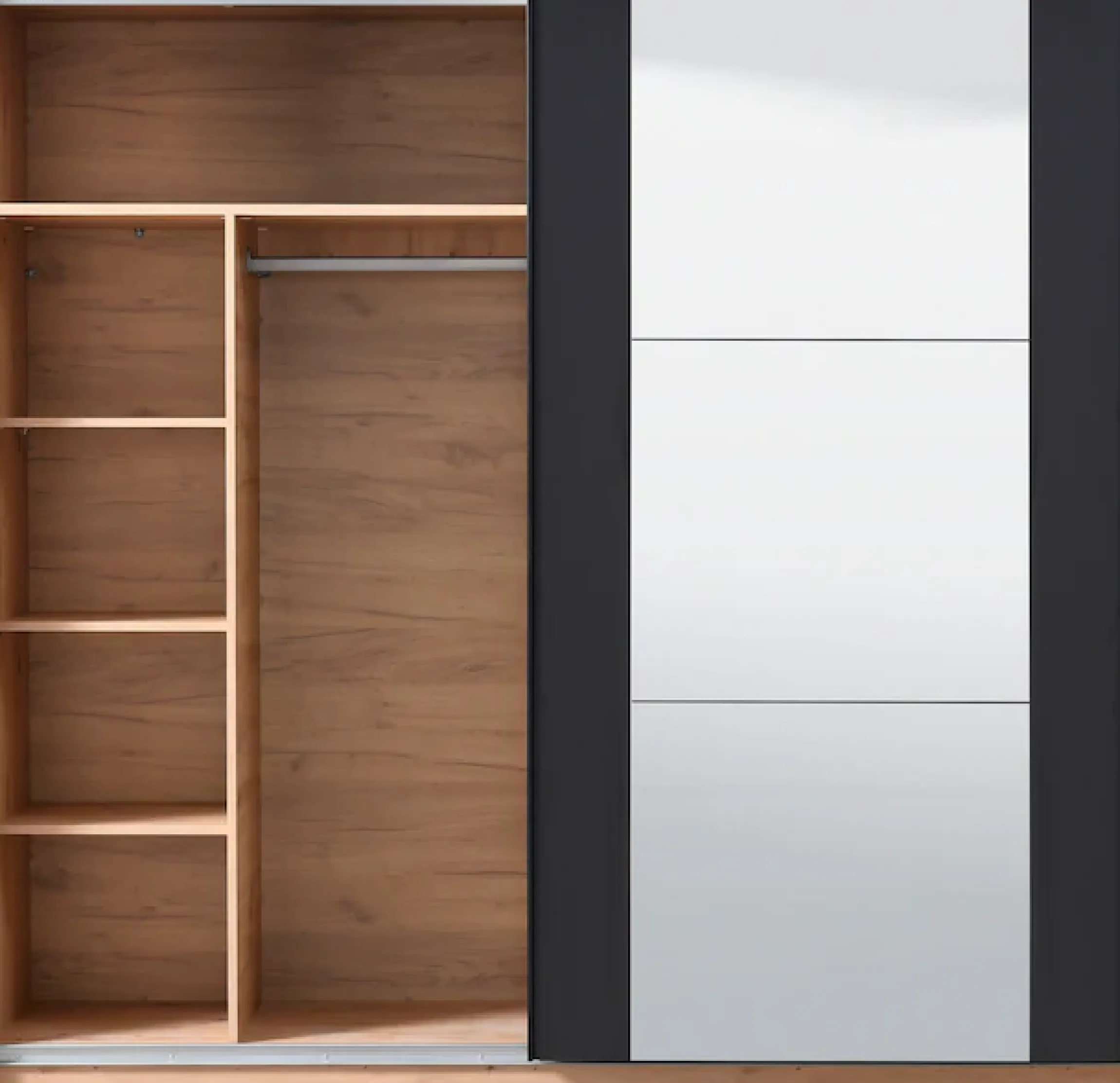 Home affaire Schwebetürenschrank »Sardinia, Kleiderschrank mit Spiegel, FSC®-zertifiziert« inklusive Inneneinteilung, 217x210x62,5cm, ABS Schutzkanten