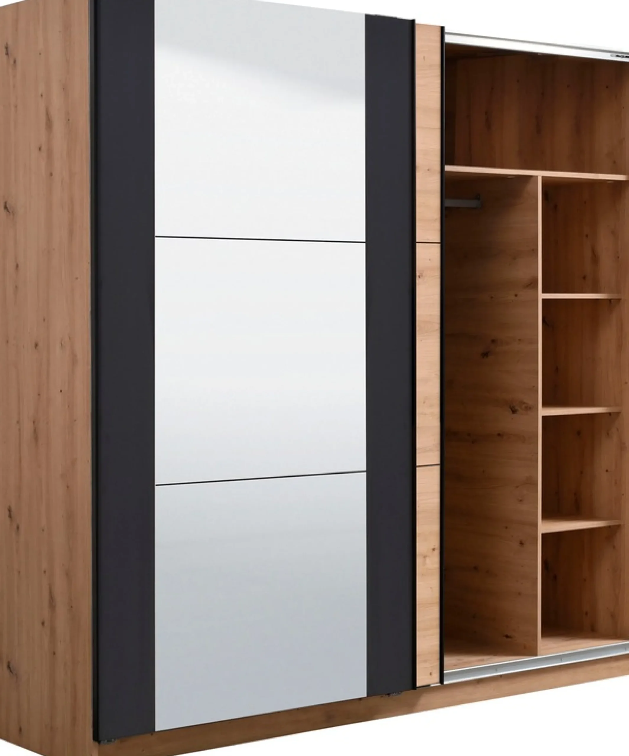 Home affaire Schwebetürenschrank »Sardinia, Kleiderschrank mit Spiegel, FSC®-zertifiziert« inklusive Inneneinteilung, 217x210x62,5cm, ABS Schutzkanten