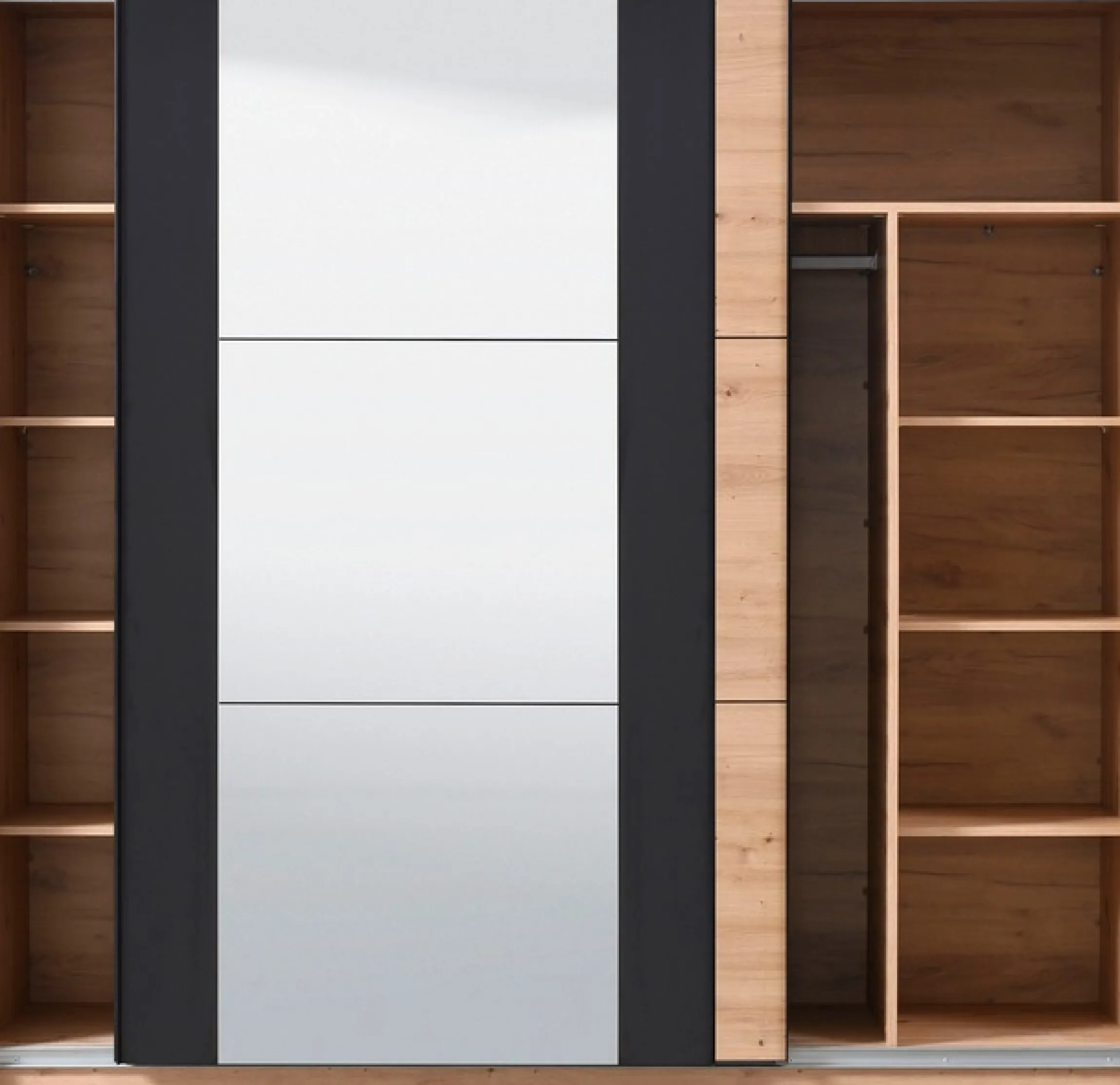 Home affaire Schwebetürenschrank »Sardinia, Kleiderschrank mit Spiegel, FSC®-zertifiziert« inklusive Inneneinteilung, 217x210x62,5cm, ABS Schutzkanten