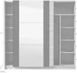 Home affaire Schwebetürenschrank »Sardinia, Kleiderschrank mit Spiegel, FSC®-zertifiziert« inklusive Inneneinteilung, 217x210x62,5cm, ABS Schutzkanten