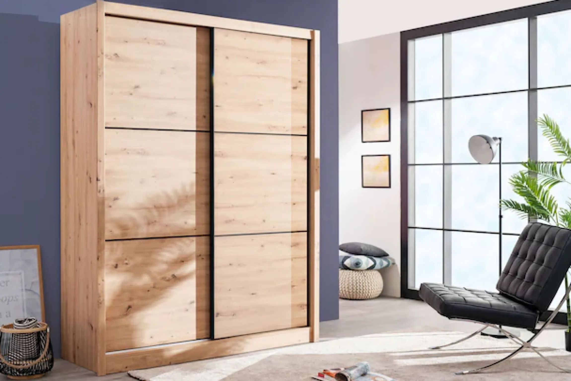 Home affaire Schwebetürenschrank »Navara Kleiderschrank Wäscheschrank« in 3 Breiten, mit kompletter Innenausstattung, FSC®-zertifiziert
