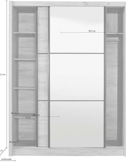 Home affaire Schwebetürenschrank »Navara Kleiderschrank Wäscheschrank« in 3 Breiten, mit kompletter Innenausstattung, FSC®-zertifiziert