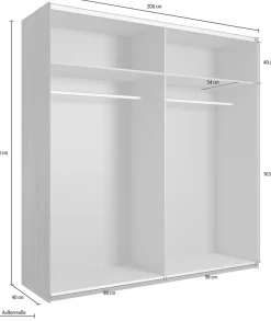 Home affaire Schwebetürenschrank »Sigma, Breite 200 cm, moderner Kleiderschrank, Made in Europe« Wäscheschrank mit Spiegel, Garderobe mit durchdachter Inneneinteilung
