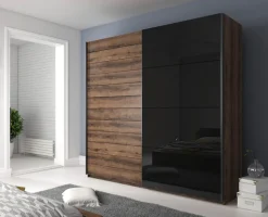 Home affaire Schwebetürenschrank »Galaxy Kleiderschrank, Wäscheschrank 200, 220 oder 270cm breit« INKLUSIVE kompletter Innenausstattung, Metallgriffe und Glasfront