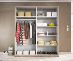 Home affaire Schwebetürenschrank »Galaxy Kleiderschrank, Wäscheschrank 200, 220 oder 270cm breit« INKLUSIVE kompletter Innenausstattung, Metallgriffe und Glasfront