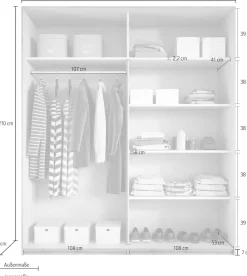 Home affaire Schwebetürenschrank »Galaxy Kleiderschrank, Wäscheschrank 200, 220 oder 270cm breit« INKLUSIVE kompletter Innenausstattung, Metallgriffe und Glasfront