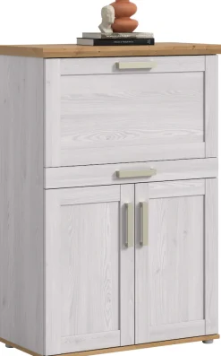 Home affaire Sekretär »COSENZA, Höhe 122 cm, 2 Türen, 1 Klappe, 1 Schubkasten, 5 Fächer« in Landhausoptik, mit weiteren Artikel der Serie kombinierbar,Schreibtisch, Home-Office, Kommode, Schrank, Midischrank