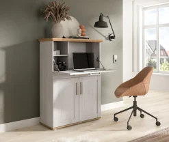 Home affaire Sekretär »COSENZA, Höhe 122 cm, 2 Türen, 1 Klappe, 1 Schubkasten, 5 Fächer« in Landhausoptik, mit weiteren Artikel der Serie kombinierbar,Schreibtisch, Home-Office, Kommode, Schrank, Midischrank