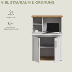 Home affaire Sekretär »COSENZA, Höhe 122 cm, 2 Türen, 1 Klappe, 1 Schubkasten, 5 Fächer« in Landhausoptik, mit weiteren Artikel der Serie kombinierbar,Schreibtisch, Home-Office, Kommode, Schrank, Midischrank