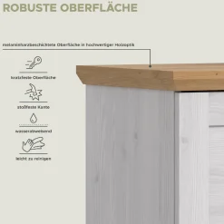 Home affaire Sekretär »COSENZA, Höhe 122 cm, 2 Türen, 1 Klappe, 1 Schubkasten, 5 Fächer« in Landhausoptik, mit weiteren Artikel der Serie kombinierbar,Schreibtisch, Home-Office, Kommode, Schrank, Midischrank