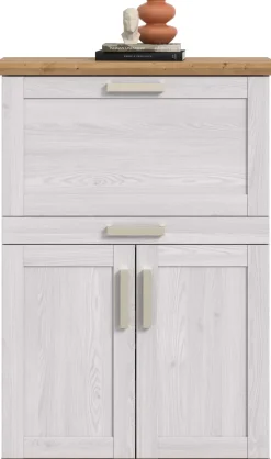 Home affaire Sekretär »COSENZA, Höhe 122 cm, 2 Türen, 1 Klappe, 1 Schubkasten, 5 Fächer« in Landhausoptik, mit weiteren Artikel der Serie kombinierbar,Schreibtisch, Home-Office, Kommode, Schrank, Midischrank