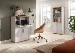 Home affaire Sekretär »COSENZA, Höhe 122 cm, 2 Türen, 1 Klappe, 1 Schubkasten, 5 Fächer« in Landhausoptik, mit weiteren Artikel der Serie kombinierbar,Schreibtisch, Home-Office, Kommode, Schrank, Midischrank